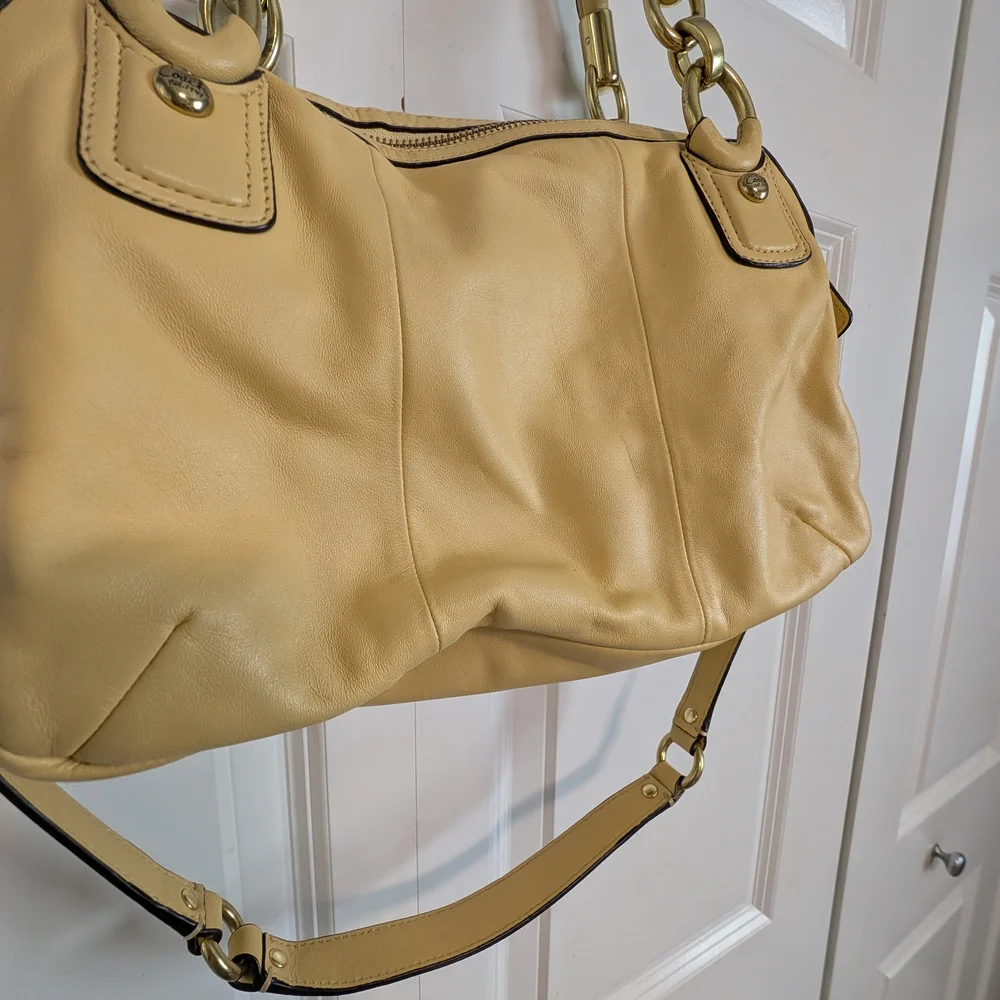 COACH Yellow Buttercup Leather Double Zipper Kristin Satchel Shoulder - Picture 13 of 16
